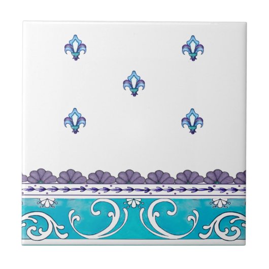 Carreau Fluer De Lis Blue Swirl Design (Devant)