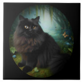 Carreau Fluffy Chat noir en Misty Woods (Devant)