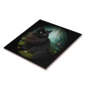 Carreau Fluffy Chat noir en Misty Woods (Côté)