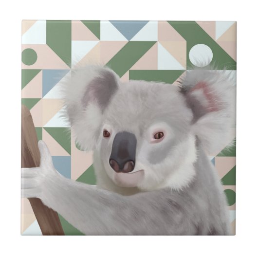 Carreau Fluffy Koala Green Arrière - plan géométrique (Devant)