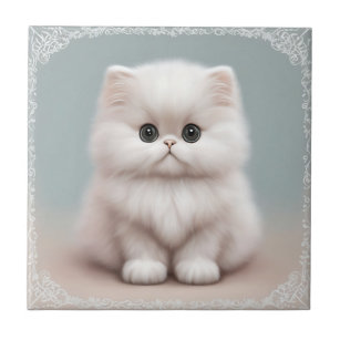 Carreau Fluffy Persian Nursery Cat Art