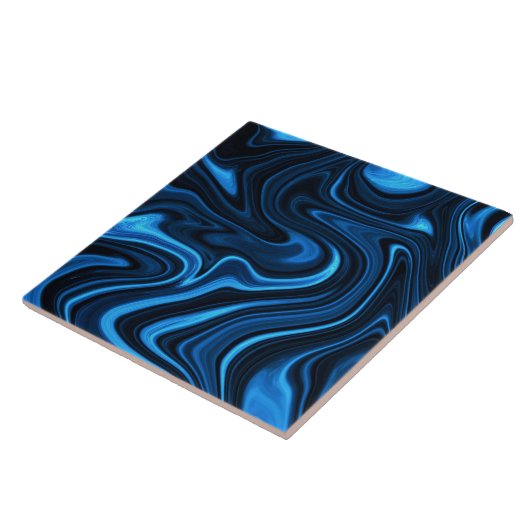 Carreau Fluide Abstrait bleu mer (Côté)