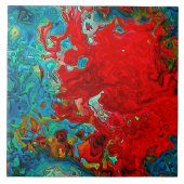 Carreau Fluide Abstrait Flux Bleu, vert et rouge (Devant)