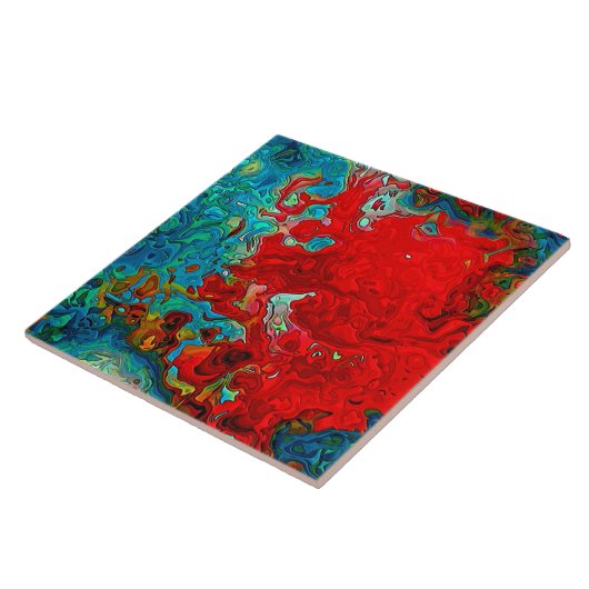 Carreau Fluide Abstrait Flux Bleu, vert et rouge (Côté)