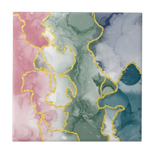 Carreau Fluide d'encre alcoolique multicolore Geode Agate (Devant)