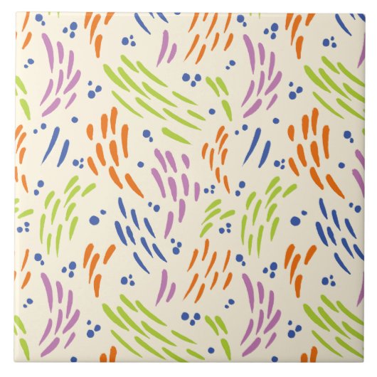 Carreau Flux en bleu, orange, violet, vert et crème (Devant)