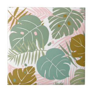 Carreau Foliage Tropical - Motif Monstère Et Feuille De Pa