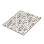 Carreau Folk Art Meadow & Blue Bird dans les tons terre (Côté)