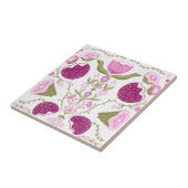 Carreau Folk Floral Pattern. Pink & Burgundy Flower Design (Côté)