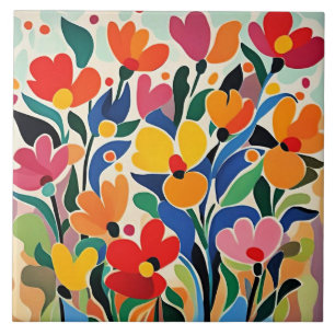 Carreau Fond floral abstrait, vibrant,