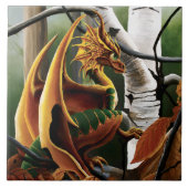 Carreau Forêt d'Automne Dragon Ambre Bouleau Fantastique (Devant)
