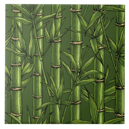 Carreau Forêt de bambou en vert (Devant)