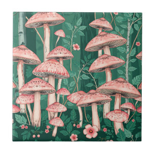Carreau Forêt de champignons roses, motif de la forêt, Nat