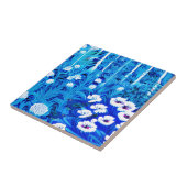 Carreau Forêt d'Imaginaires avec fleurs et oiseaux (Côté)