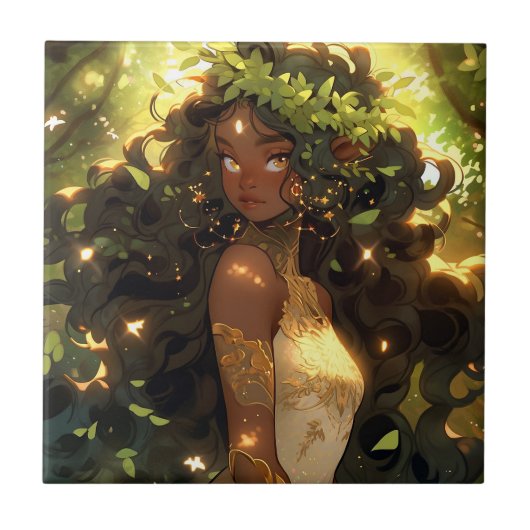 Carreau Forêt Elf Africain-Américain Imaginaire Noir Art (Devant)