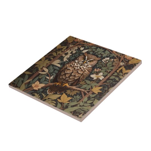 Carreau Forêt majestueuse de chouette à cornes (Côté)