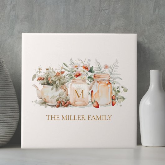 Carreau Forêt monogramme Nom de famille botanique