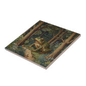 Carreau Forêt vintage de grenouilles à saumons (Côté)