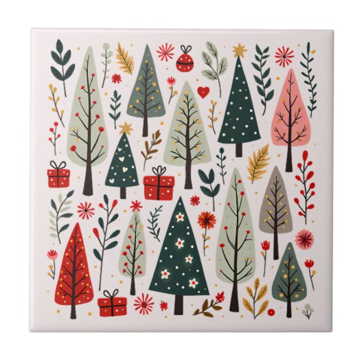 Carreau Forêt Whimsical d'arbres de Noël (Devant)