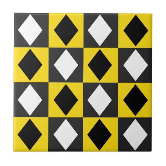 Carreau Forme de diamant jaune noir blanc Rhombus (Devant)
