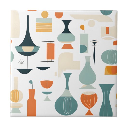 Carreau Forme de vase moderne du milieu du siècle blanc (Devant)