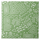 Carreau Formes abstraites dessinées à la main motif vert (Devant)