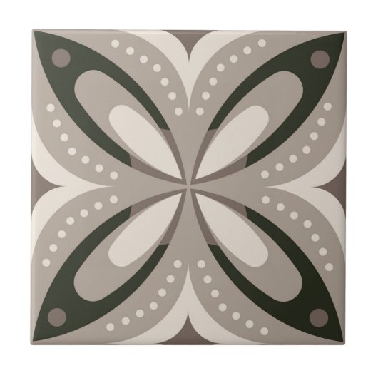 Carreau Formes circulaires rétro beige et marron (Devant)