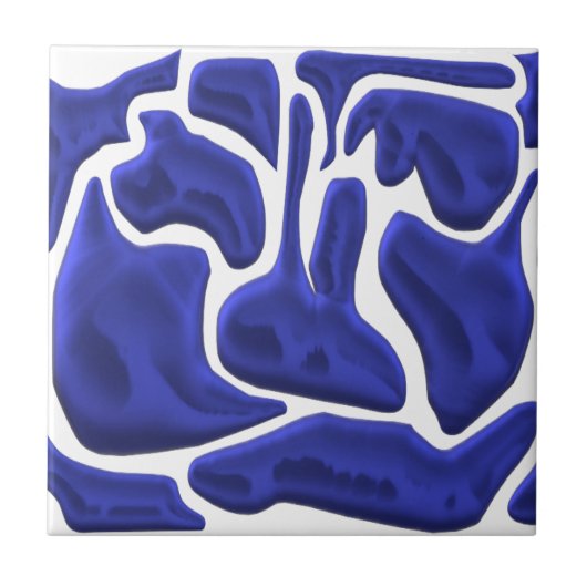 Carreau Formes fluides bleues abstraites – Art moderne 3D (Devant)