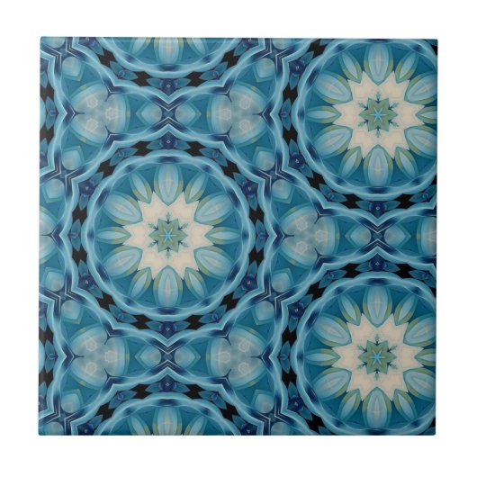 Carreau Formes géométriques bleu doux et indigo Motif flor (Devant)