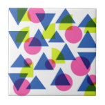 Carreau Formes géométriques néons des années 90 colorées<br><div class="desc">Amusant rétro années 1990 inspiré néon géométrique conception graphique en jaune,  bleu et rose brillant.</div>