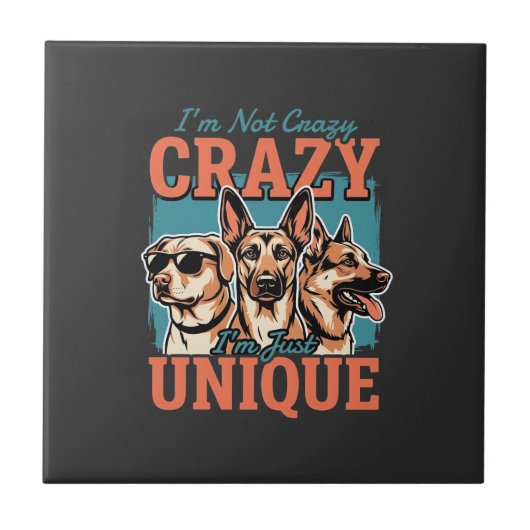 Carreau Fou amoureux de chien unique (Devant)