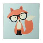 Carreau Fox rouge de hippie mignon<br><div class="desc">Illustration adorable de vecteur d'un petit renard rouge mignon portant une paire surdimensionnée de lunettes.</div>