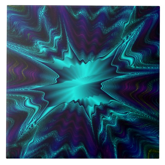 Carreau fractal bleu cobalt (Devant)