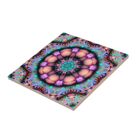 Carreau Fractal Mandala Floral Psychedelic (Côté)