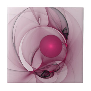 Carreau Fractal, moderne Berry Abstrait Art rose