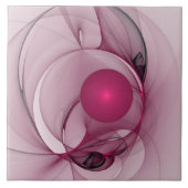Carreau Fractal, moderne Berry Abstrait Art rose (Devant)