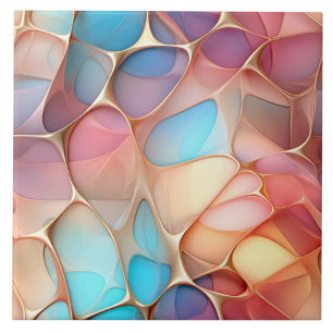 Carreau Fractale dorée de Voronoi avec teinte arc-en-ciel