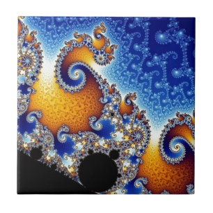 Carreau Fractale en spirale bleue de Mandelbrot double