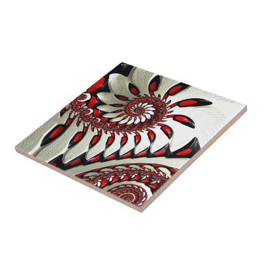 Carreau Fractale en spirale rouge et noire (Côté)