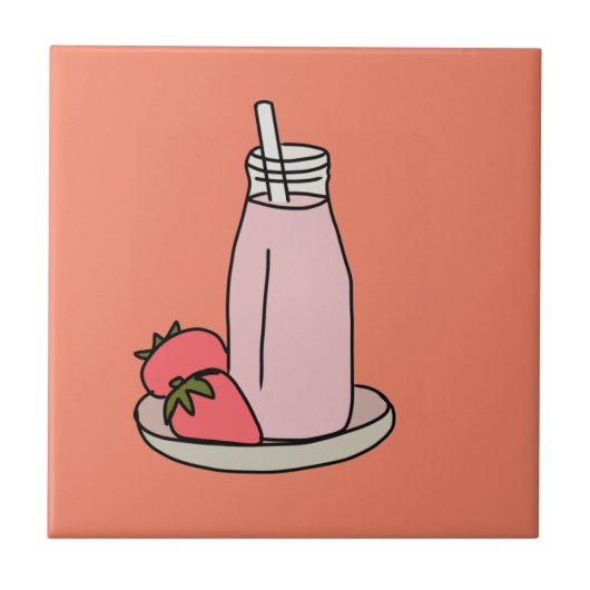 Carreau Fraise sucrée milkshake rose mignon (Devant)