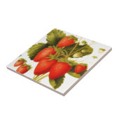 Carreau Fraises anciennes avec feuilles vertes (Côté)