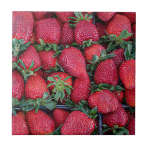 Carreau Fraises avec feuilles vertes