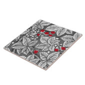Carreau Fraises et Feuilles Art Nouveau, gris argenté (Côté)