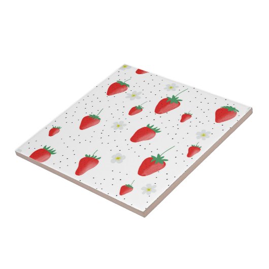 Carreau Fraises et fleurs d'été mignonnes (Côté)