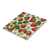 Carreau Fraises, Feuilles et fleurs dynamiques (Côté)