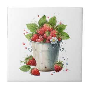 Carreau Fraises fraîches cuites dans un seau