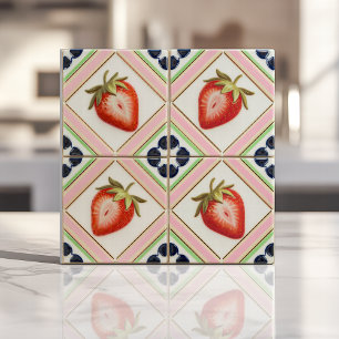 Carreau Fraises pastel vintage ludiques 