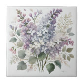 Carreau Français Lilac Aquarelle Florale Élégante Déco Pri (Devant)