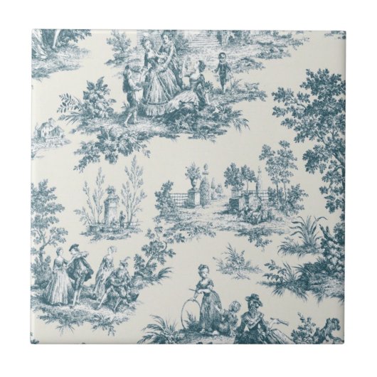 Carreau Français toile de jouy sage vert élégant (Devant)