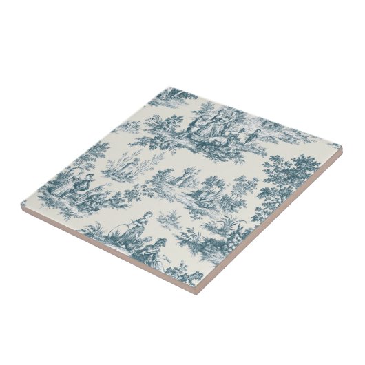 Carreau Français toile de jouy sage vert élégant (Côté)